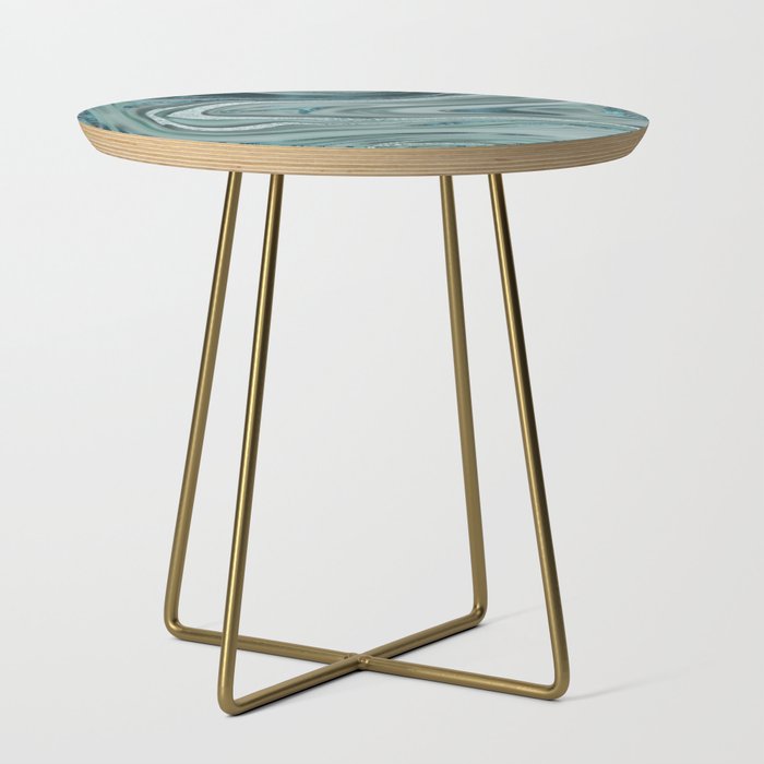 Elegant Marble Gemstone Texture Turquoise Teal Side Table