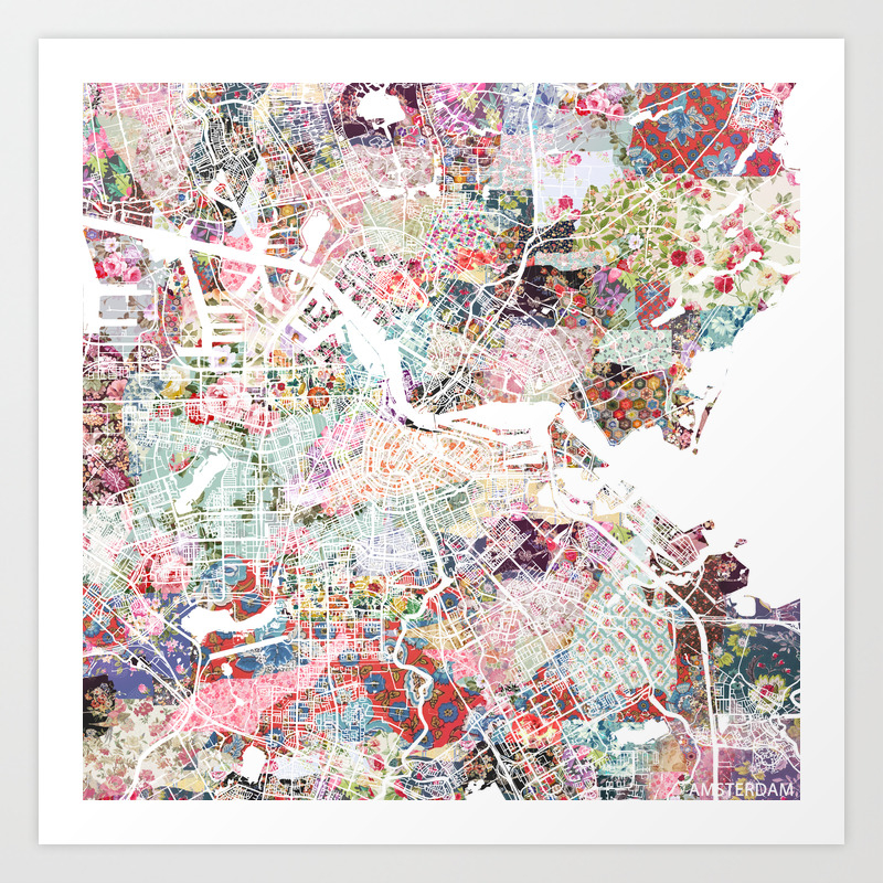 Amsterdam Map Art Print By Poeticmaps Society6