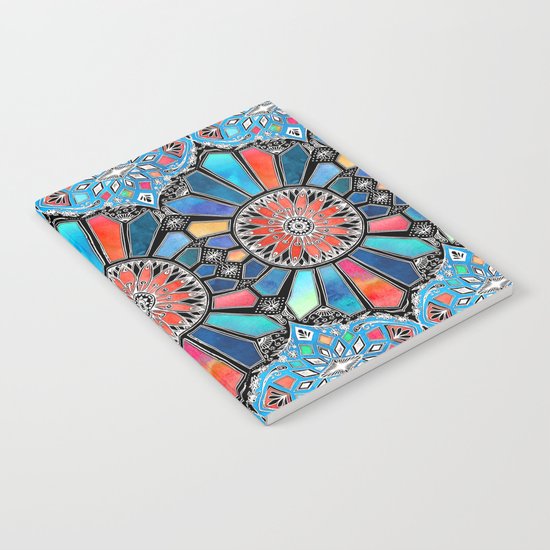 Iridescent Watercolor Brights on Black Notebook