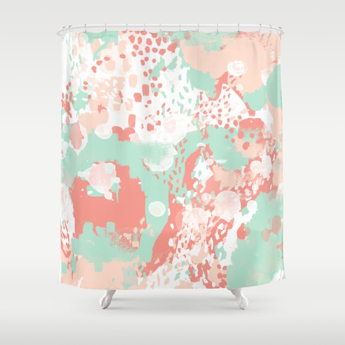 Poppy Minimal Trendy Gender Neutral Bright Happy Color Palette Poppy Minimal Trendy Gender Neutral Bright Happy Color Palette Nursery Art Shower Curtain By Charlottewinter Society6