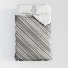 [ Thumbnail: Gray & Light Grey Colored Lined Pattern Comforter ]