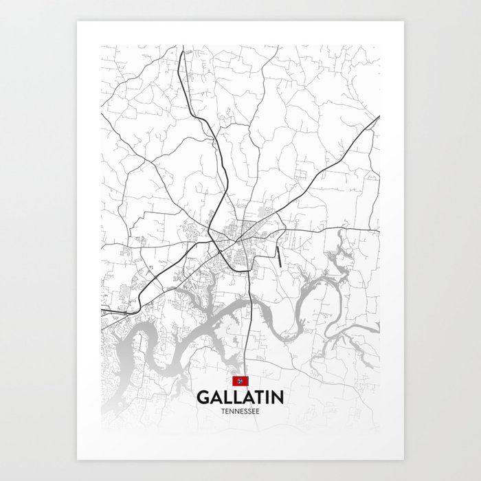 Gallatin, Tennessee, United States - Light City Map Art Print