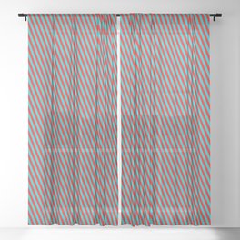 [ Thumbnail: Red & Dark Turquoise Colored Stripes Pattern Sheer Curtain ]