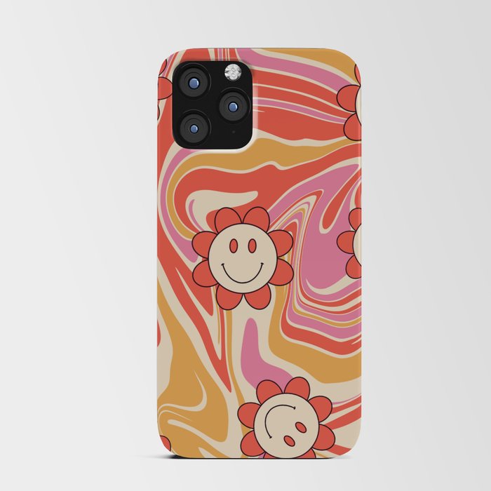 Vintage Psychedelic Swirl Daisy Smiley iPhone Card Case