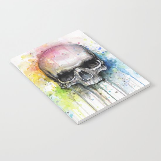 Skull Rainbow Watercolor Painting Skulls Notebook