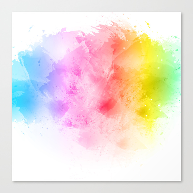 Rainbow Abstract Artistic Watercolor Splash Background Canvas