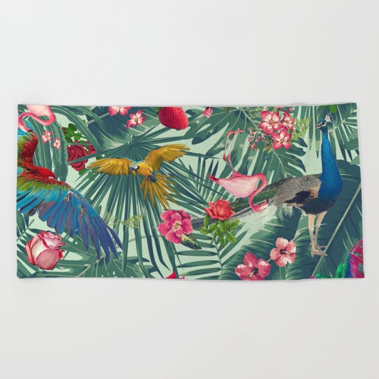 tropical fun nature Beach Towel