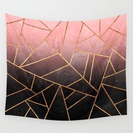 Pink And Black Stone Wall Tapestry
