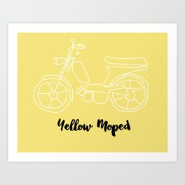 Yellow Moped Art Print | Illustration, Oldschool, Yellowandblack, Pop Art, Digital, Moped, Motorbike, Bike, Graphicdesign, Outdoors 