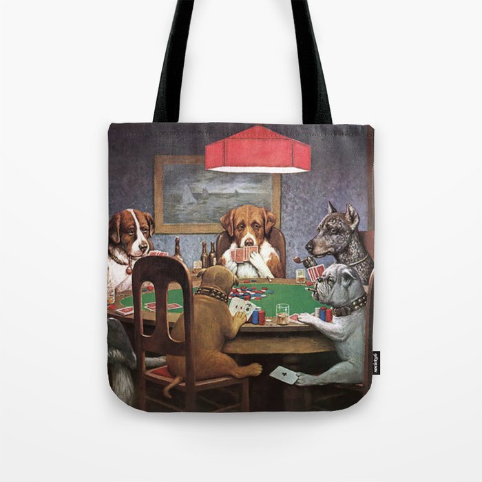 Dogs Playing Poker A Friend in Need Painting Tote Bag