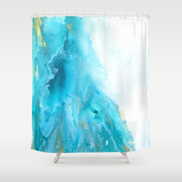 Abstract in Blue and Gold Shower Curtain