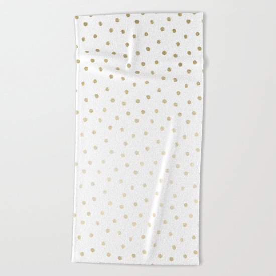 Delicate Gold Polka Dots Beach Towel