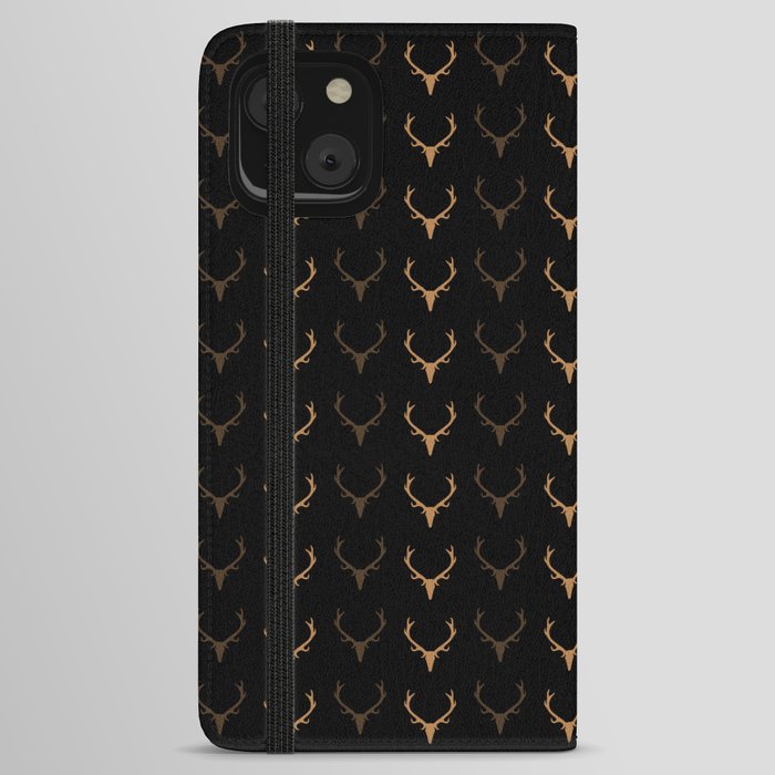 Deer Antler Pattern brown dark mode iPhone Wallet Case