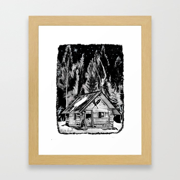 Camp Solace Rustic Log Cabin Drawing Adirondack Mountains Wall