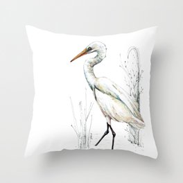 Mr Kotuku , New Zealand White Heron Throw Pillow