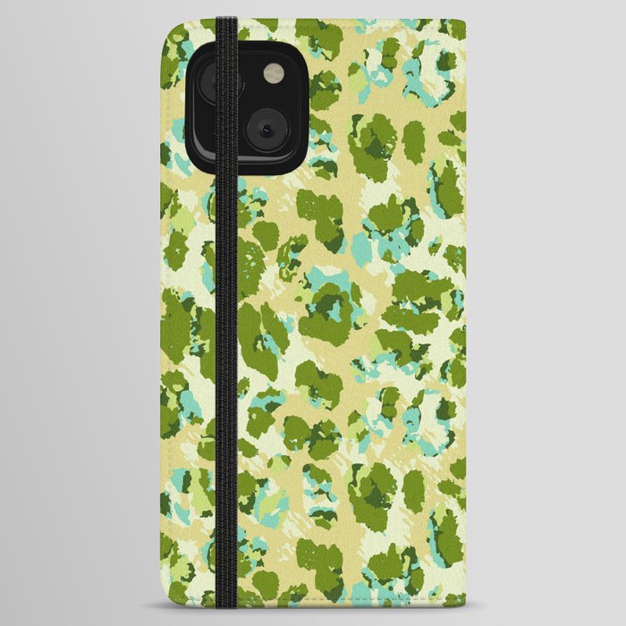 Bohemian Style Jaguar Spots in Vibrant Jungle Green iPhone Wallet Case