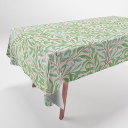 William Morris Willow Bough Pink Leaf Green Tablecloth