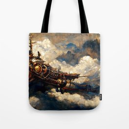 Steampunk flying ship Tote Bag