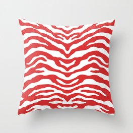 Zebra Wild Animal Print Red Throw Pillow