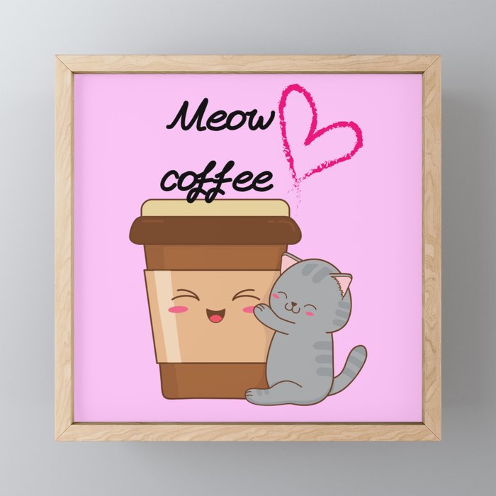 COFFEE MEOW CAT Framed Mini Art Print