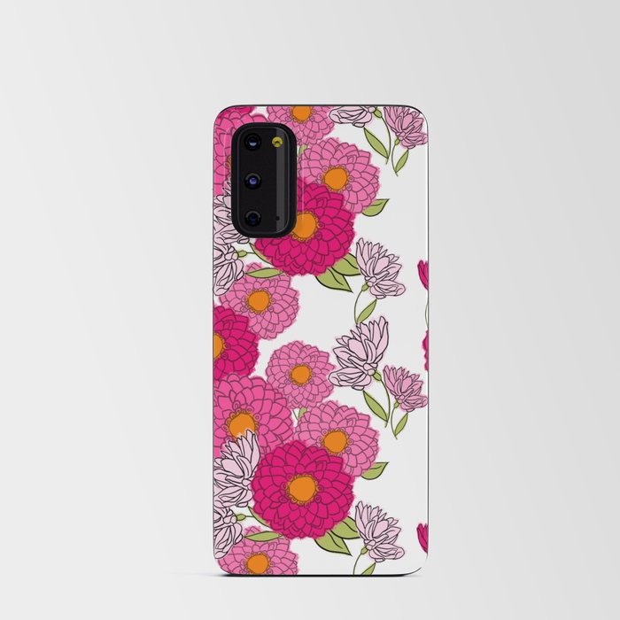 Mid-Century Modern Mums Retro Floral Wallpaper White Android Card Case