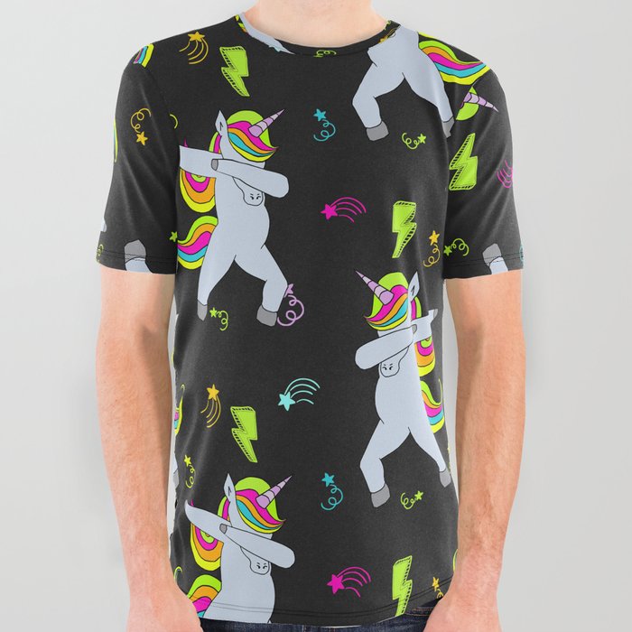 Unicorn DAB Pattern All Over Graphic Tee