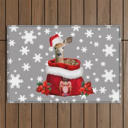 Santa Claus Deer - Christmas nutcracker bag Outdoor Rug