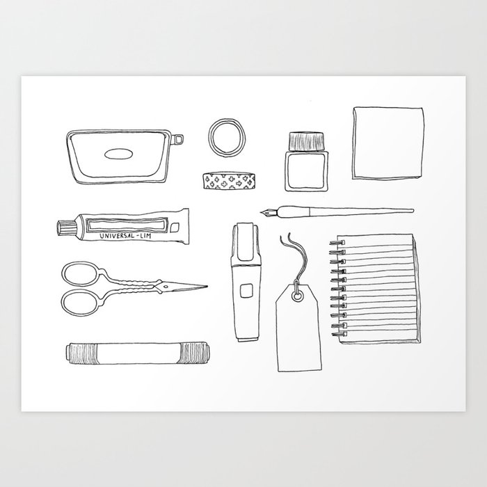 Stionery And Desk Items Art Print By Littledeskstudio Society6