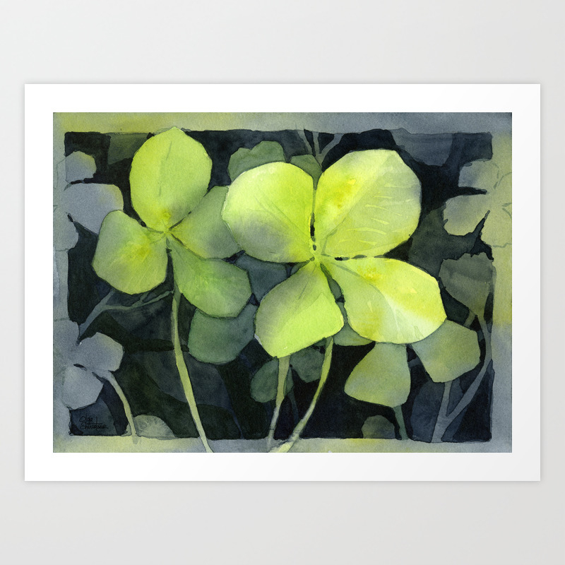 Clover Watercolor Four Leaf Clover Painting Lucky Charm Pattern