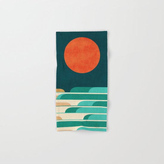 Chasing wave under the red moon Hand & Bath Towel