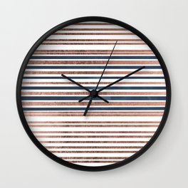 Trendy navy blue rose gold geometric pattern Wall Clock