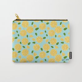 Yellow Lemons- blue background Carry-All Pouch