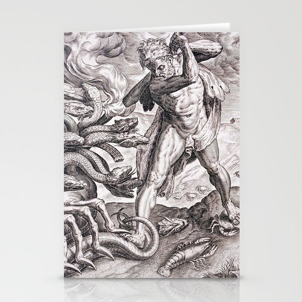 Hercules Killing the Lernean Hydra - Cornelis Cort  Stationery Cards