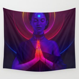 Cosmic Meditating Girl Wall Tapestry