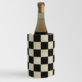 Distressed Black and White Checkerboard Pattern Wine Chiller