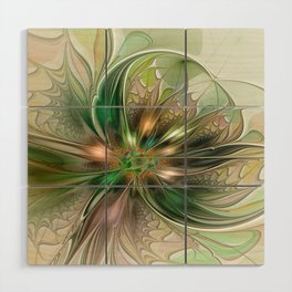 Colorful Fantasy Modern Abstract Fractal Flower Wood Wall Art