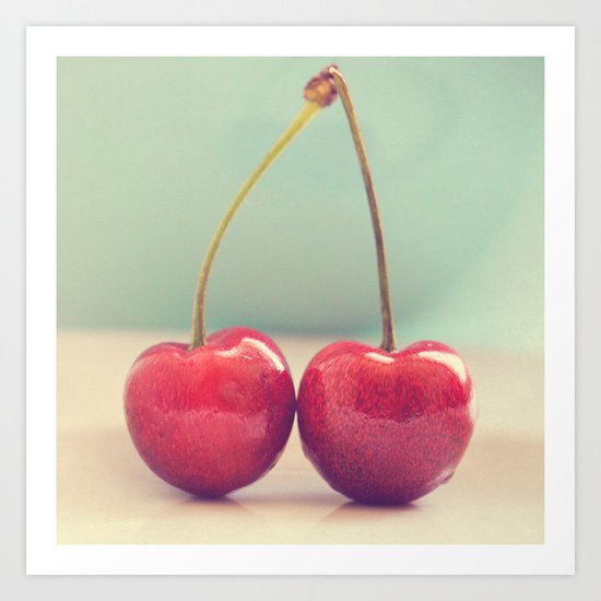 deux. cherries photograph Art Print