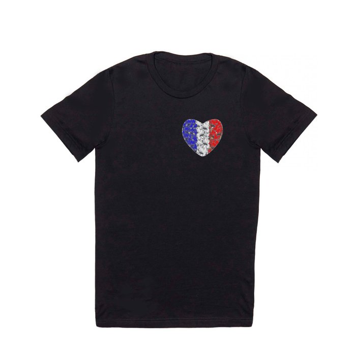 Floral heart-shaped national flag of France T Shirt