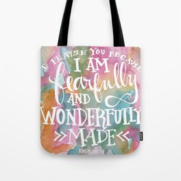 Fearfully and Wonderfully Made - Watercolor Scripture by Misty Diller Tote Bag
