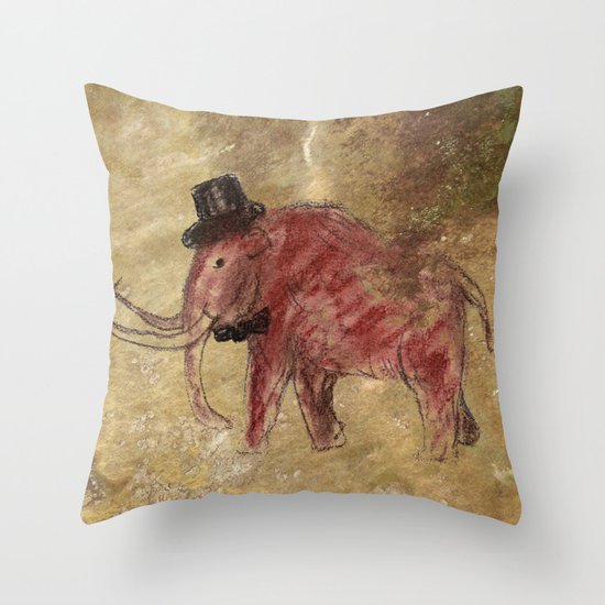 Cave art vintage mamut. Throw Pillow