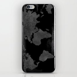 Metallic Graphite Textured World Map iPhone Skin