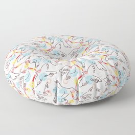 Love Birds with Ribbon and Stars (White) Floor Pillow