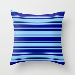 [ Thumbnail: Blue and Sky Blue Colored Stripes/Lines Pattern Throw Pillow ]