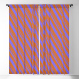 [ Thumbnail: Medium Slate Blue and Chocolate Colored Pattern of Stripes Blackout Curtain ]