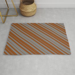 [ Thumbnail: Grey & Brown Colored Lined Pattern Rug ]