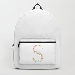 Letter S, floral initial Backpack