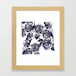 Inky Roses Framed Art Print