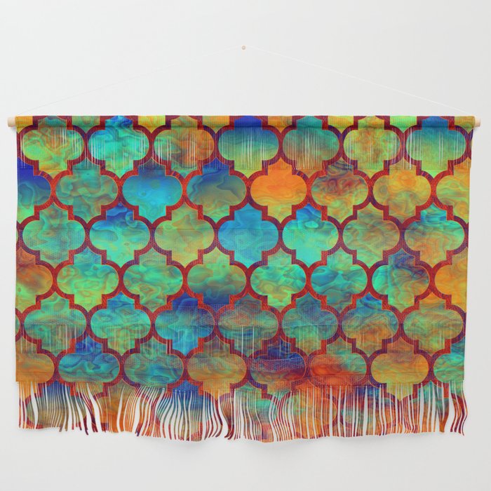 Moroccan pattern colorful mermaid scale tiles Wall Hanging