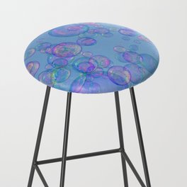 Pretty Colourful Bubbles, Light Blue Background Bar Stool