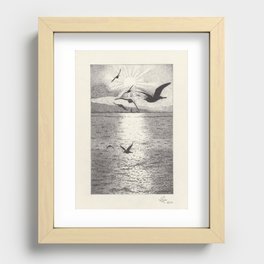 Seagulls - Pen and Ink Illustration Recessed Framed Print